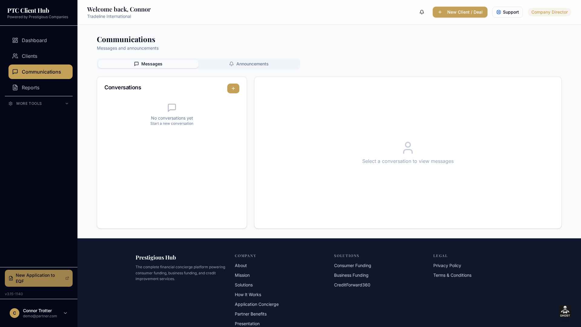 Prestigious Hub — real-time activity feed
